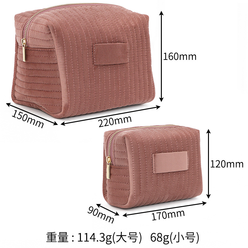 Spot New Velvet Cosmetic Bag, Soft and Skin-Friendly Skin Care Product Storage Bag, Autumn and Winter Large-Capacity Toiletry Bag