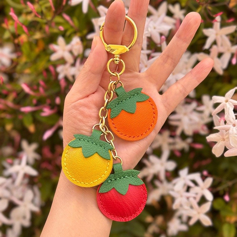 In-Stock Small Tomato Fruit Pendant Creative Tomato Keychain Exquisite Tassel Bag Accessory New Bag Pendant