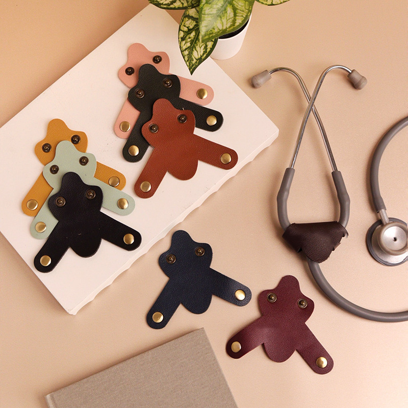 Personalized Laser Leather Stethoscope Label Medical Staff Stethoscope Nameplate Logo Leather Case Creative Leather Buckle