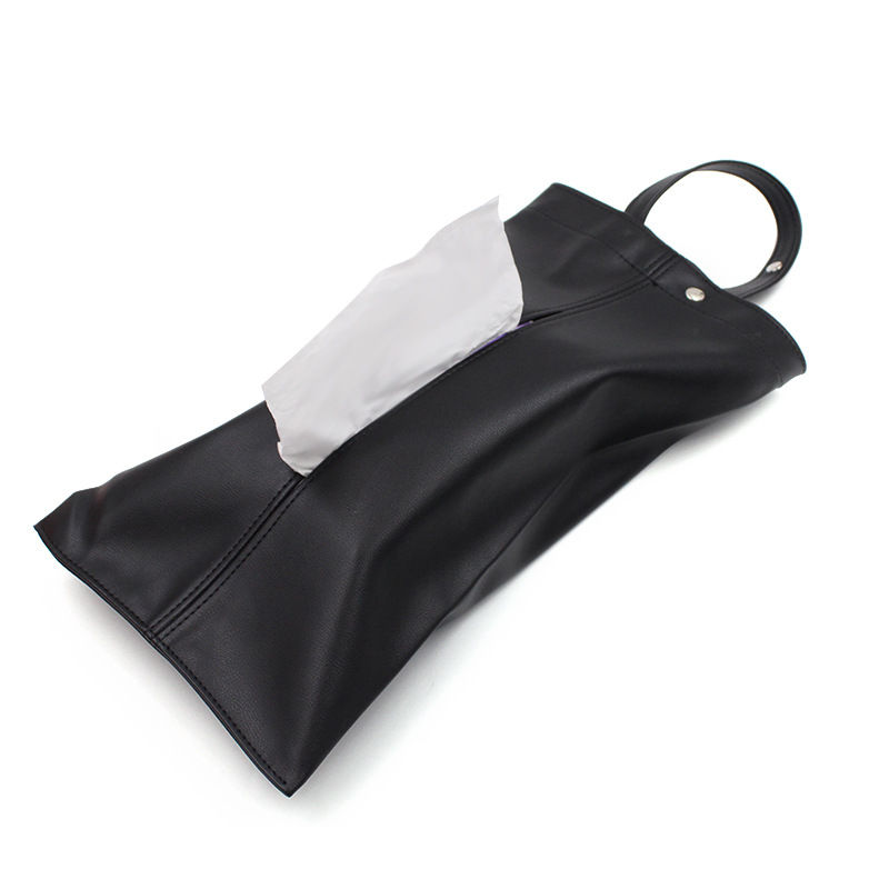 Car Tissue Bag, Convenient Hanging Tissue Holder, Pu Leather Household Waterproof Tissue Box, Car-Mounted Tissue Box