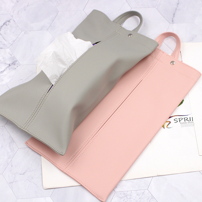 Car Tissue Bag, Convenient Hanging Tissue Holder, Pu Leather Household Waterproof Tissue Box, Car-Mounted Tissue Box