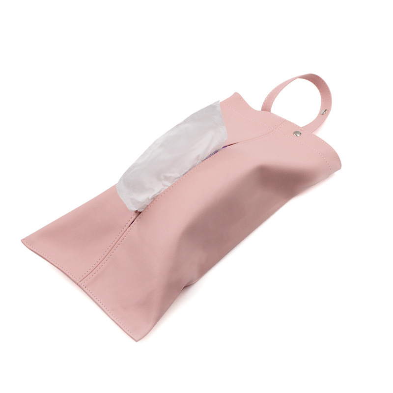 Car Tissue Bag, Convenient Hanging Tissue Holder, Pu Leather Household Waterproof Tissue Box, Car-Mounted Tissue Box