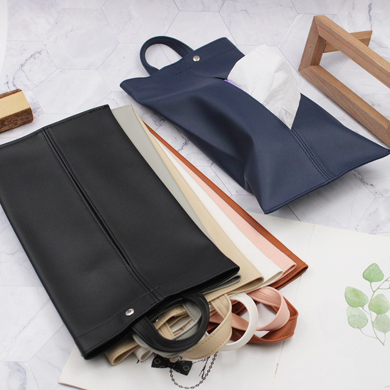 Car Tissue Bag, Convenient Hanging Tissue Holder, Pu Leather Household Waterproof Tissue Box, Car-Mounted Tissue Box