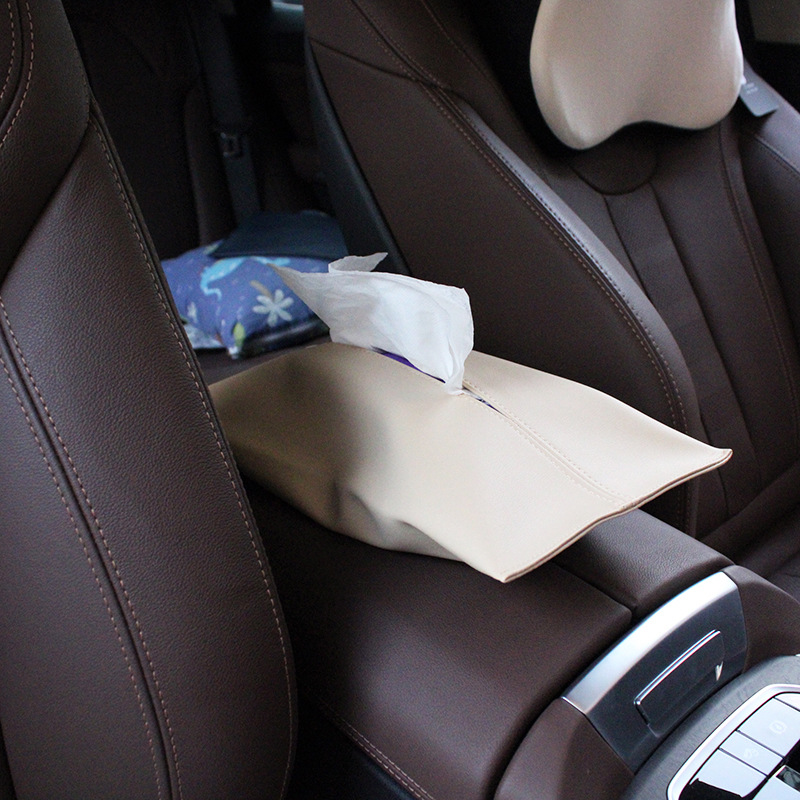 Car Tissue Bag, Convenient Hanging Tissue Holder, Pu Leather Household Waterproof Tissue Box, Car-Mounted Tissue Box