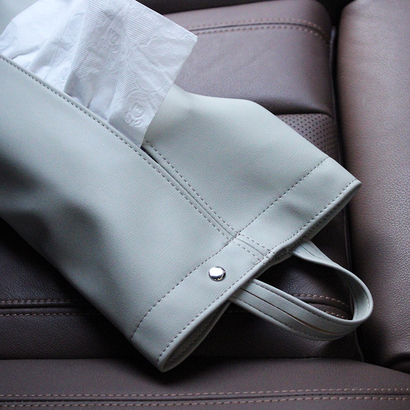 Car Tissue Bag, Convenient Hanging Tissue Holder, Pu Leather Household Waterproof Tissue Box, Car-Mounted Tissue Box