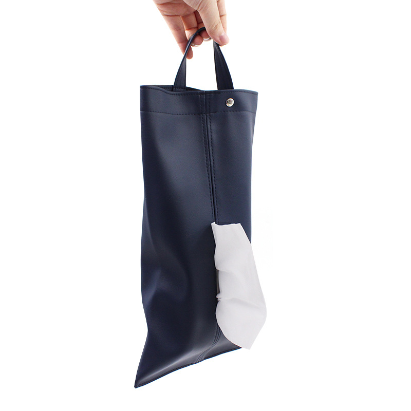 Car Tissue Bag, Convenient Hanging Tissue Holder, Pu Leather Household Waterproof Tissue Box, Car-Mounted Tissue Box