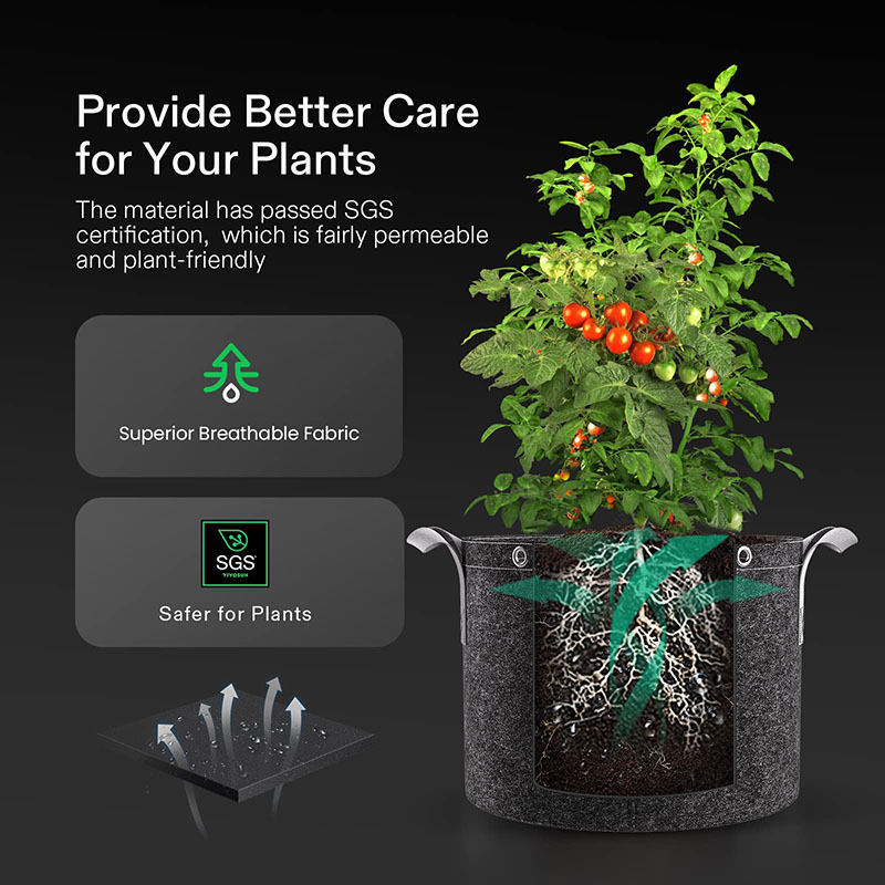 Cross-Border New Gray Planting Bag Non-Woven Flower Pot with Handle Garden Balcony Potato Tomato Vegetable Planting Bag