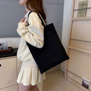 In-Stock Fast Delivery Korean Version Ins Large Capacity Single Shoulder Student Canvas Bag Shopping Bag Gift Bag One Piece Sample Free Shipping