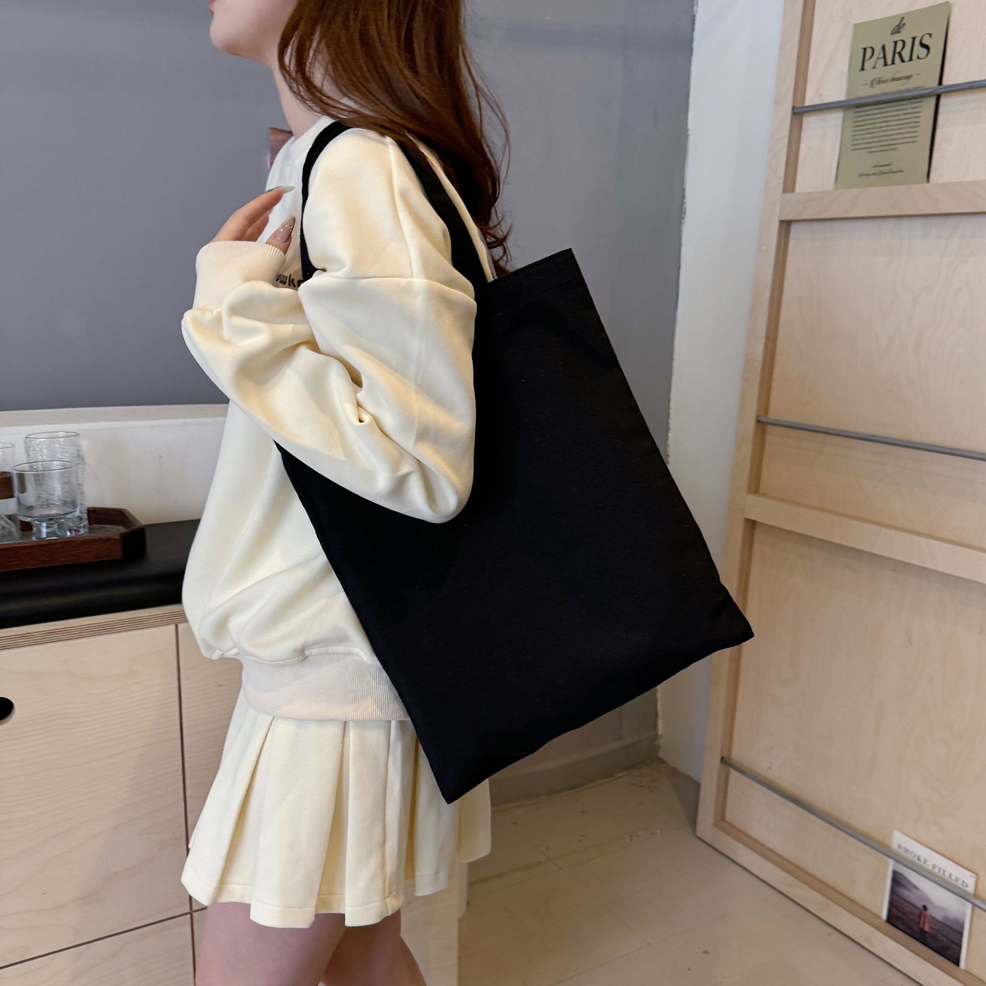 In-Stock Fast Delivery Korean Version Ins Large Capacity Single Shoulder Student Canvas Bag Shopping Bag Gift Bag One Piece Sample Free Shipping