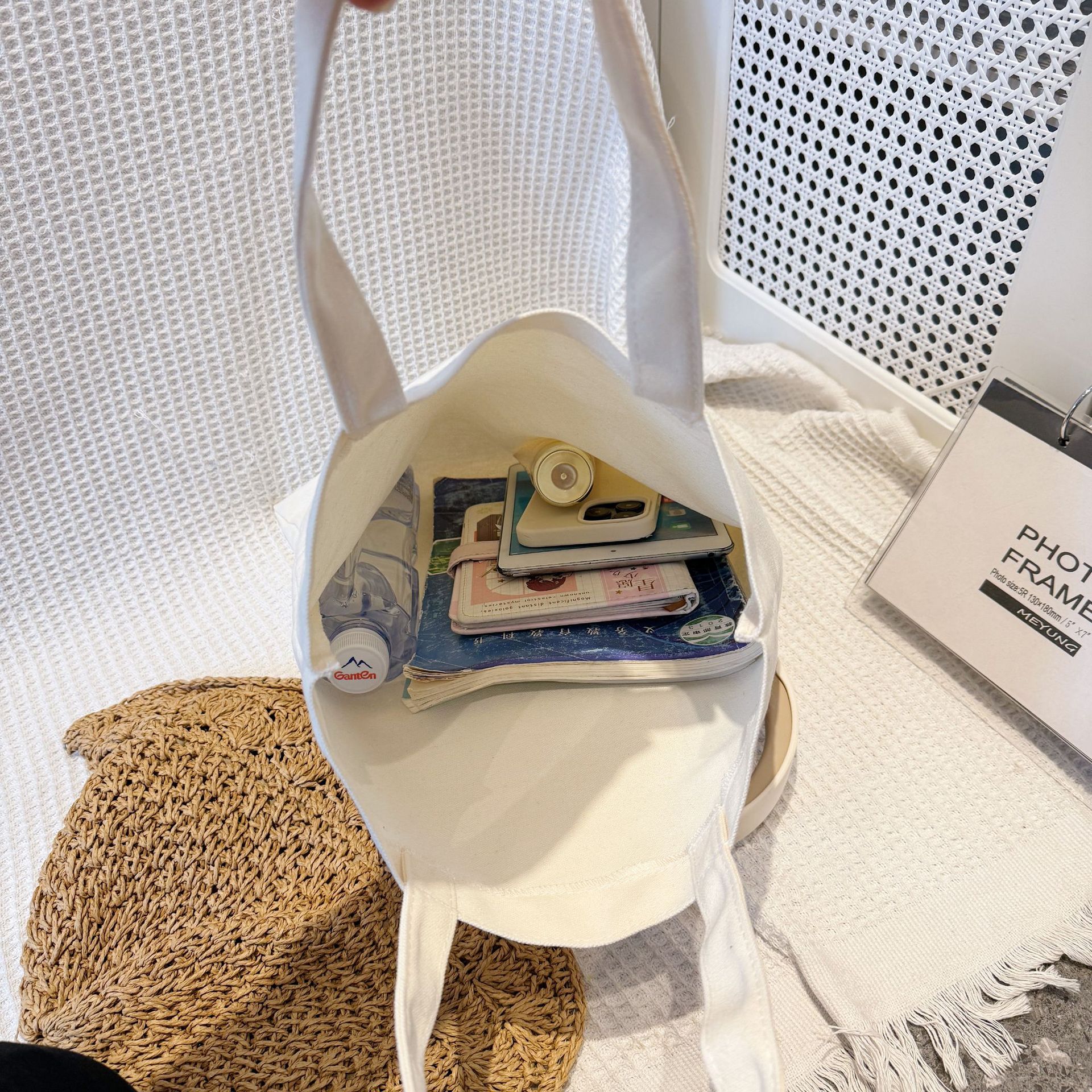 In-Stock Fast Delivery Korean Version Ins Large Capacity Single Shoulder Student Canvas Bag Shopping Bag Gift Bag One Piece Sample Free Shipping