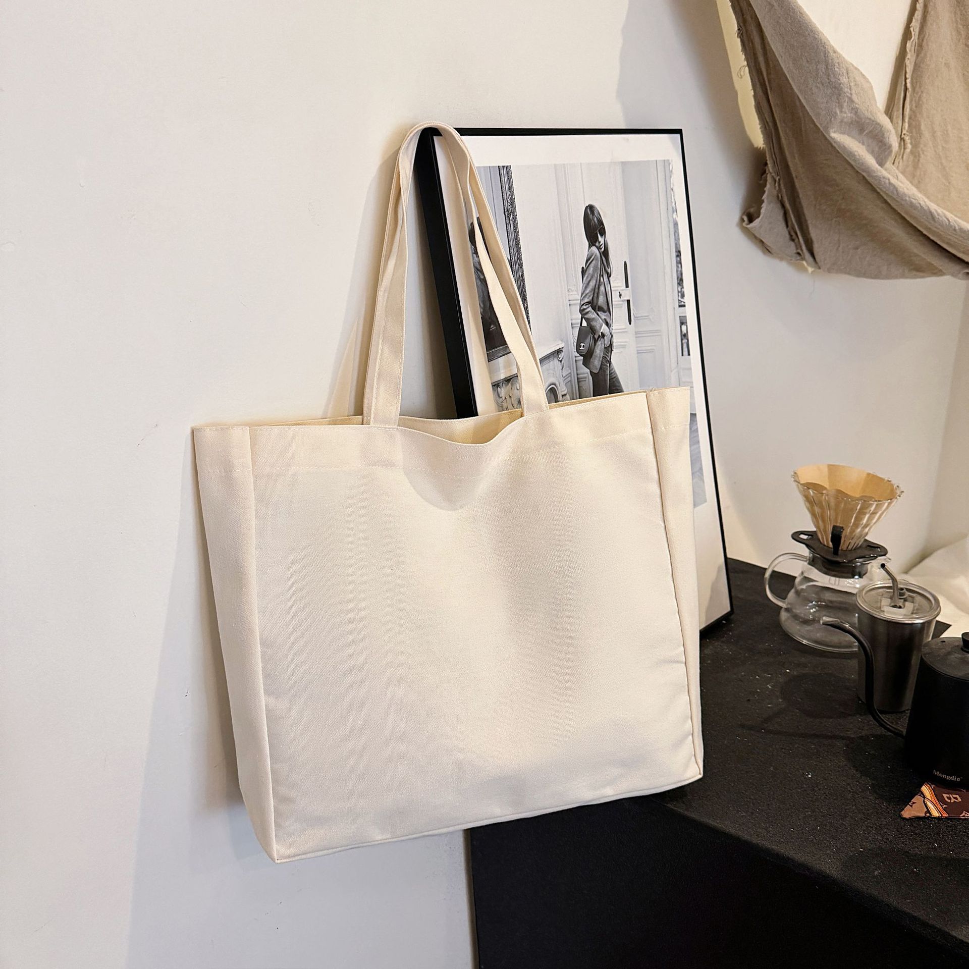 In-Stock Fast Delivery Korean Version Ins Large Capacity Single Shoulder Student Canvas Bag Shopping Bag Gift Bag One Piece Sample Free Shipping