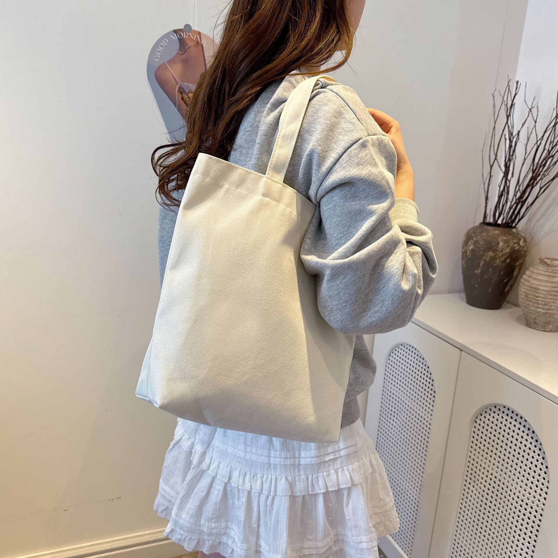 In-Stock Fast Delivery Korean Version Ins Large Capacity Single Shoulder Student Canvas Bag Shopping Bag Gift Bag One Piece Sample Free Shipping