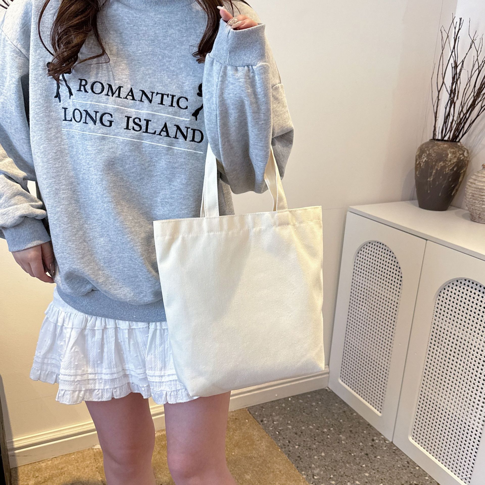 In-Stock Fast Delivery Korean Version Ins Large Capacity Single Shoulder Student Canvas Bag Shopping Bag Gift Bag One Piece Sample Free Shipping