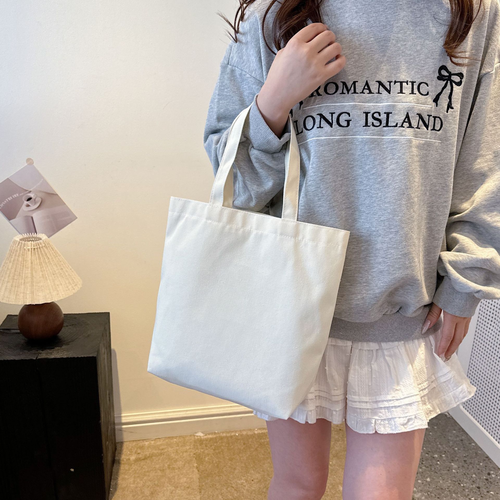 In-Stock Fast Delivery Korean Version Ins Large Capacity Single Shoulder Student Canvas Bag Shopping Bag Gift Bag One Piece Sample Free Shipping