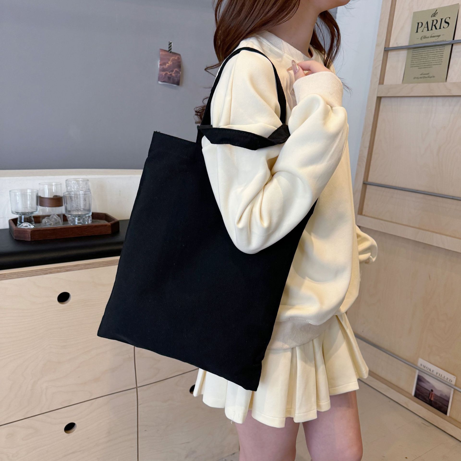 In-Stock Fast Delivery Korean Version Ins Large Capacity Single Shoulder Student Canvas Bag Shopping Bag Gift Bag One Piece Sample Free Shipping