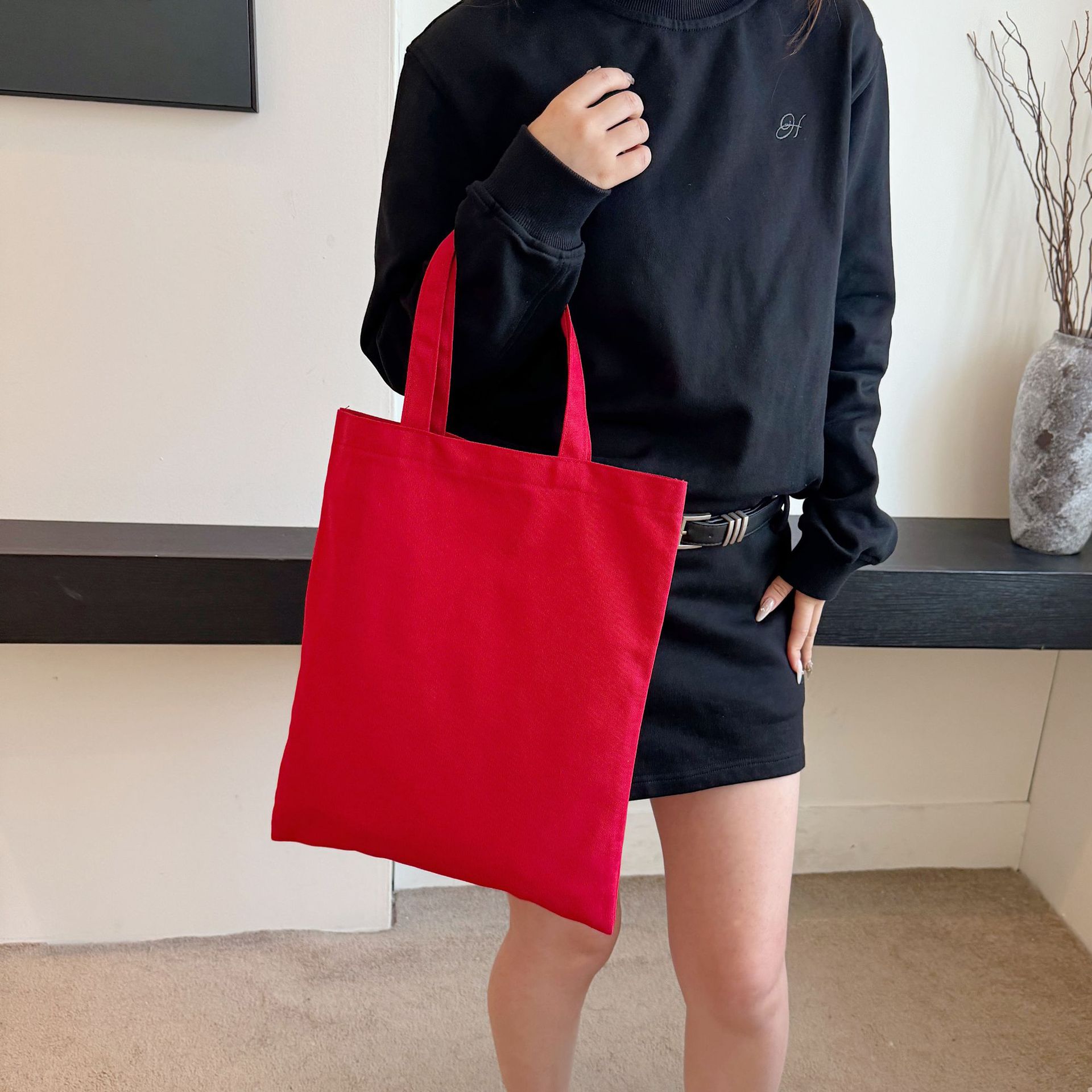 In-Stock Fast Delivery Korean Version Ins Large Capacity Single Shoulder Student Canvas Bag Shopping Bag Gift Bag One Piece Sample Free Shipping