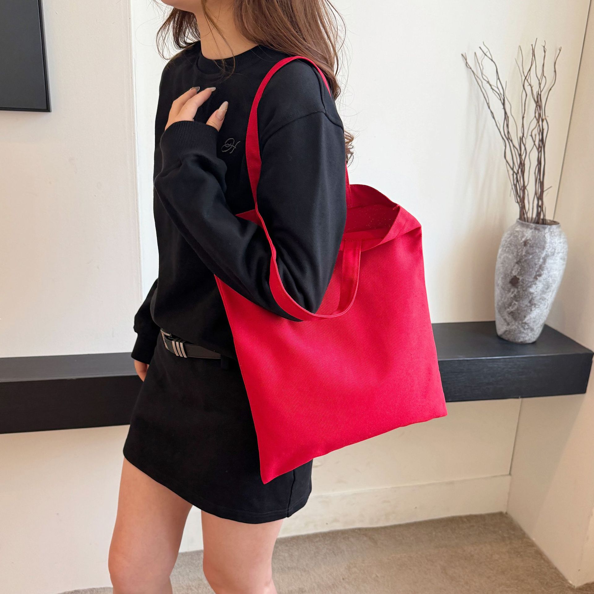In-Stock Fast Delivery Korean Version Ins Large Capacity Single Shoulder Student Canvas Bag Shopping Bag Gift Bag One Piece Sample Free Shipping
