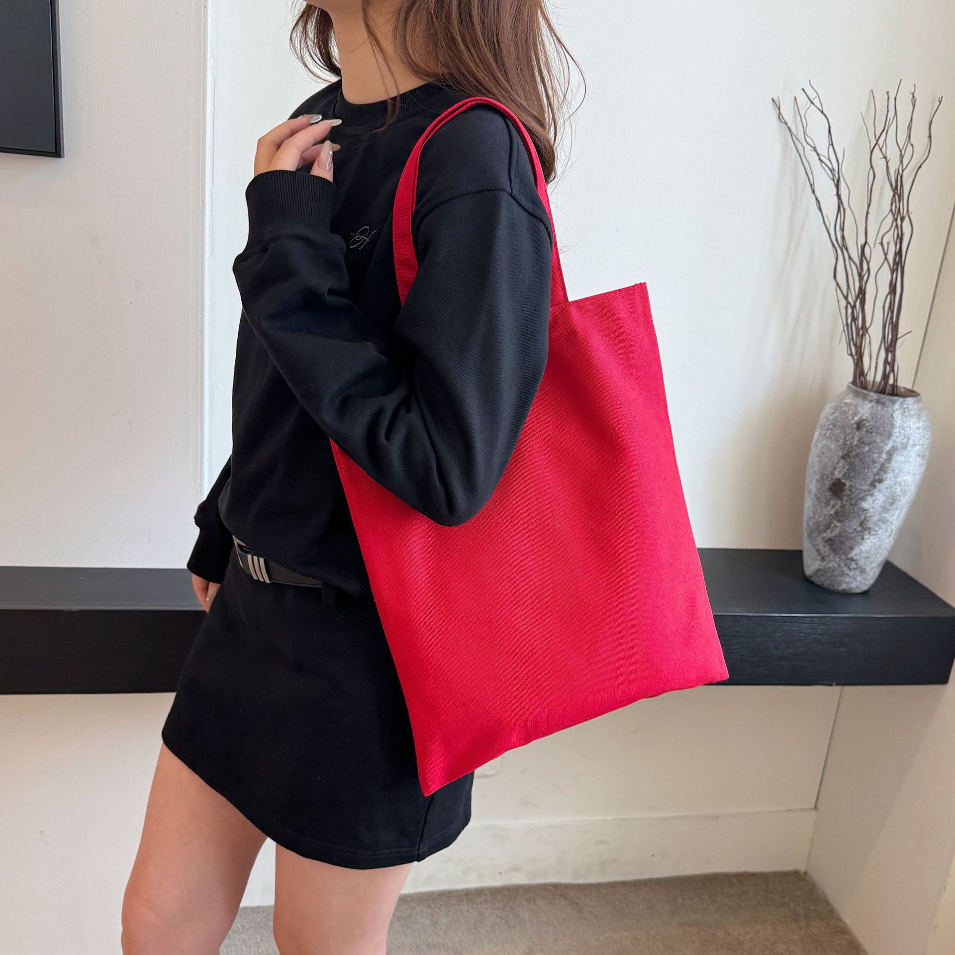 In-Stock Fast Delivery Korean Version Ins Large Capacity Single Shoulder Student Canvas Bag Shopping Bag Gift Bag One Piece Sample Free Shipping