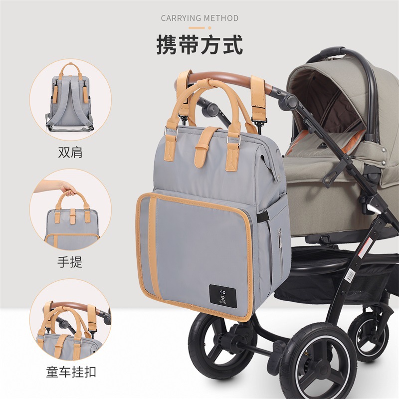 Mummy Bag, Large-Capacity Fashionable Satchel Mother and Baby Bag, Satchel Backpack That Can Be Hung on the Stroller When Going Out