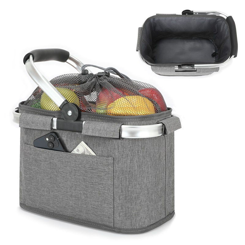 Cross-Border Hot Selling Foldable Insulated Portable Picnic Bag Outdoor Camping Picnic Portable Lunch Basket Insulated Bag