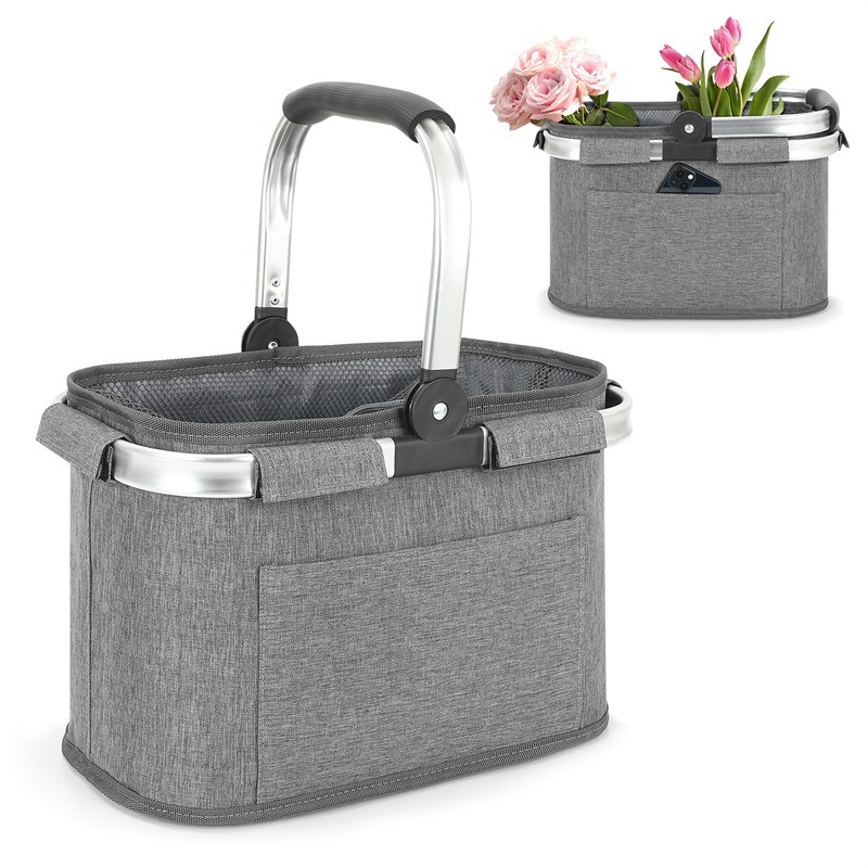 Cross-Border Hot Selling Foldable Insulated Portable Picnic Bag Outdoor Camping Picnic Portable Lunch Basket Insulated Bag