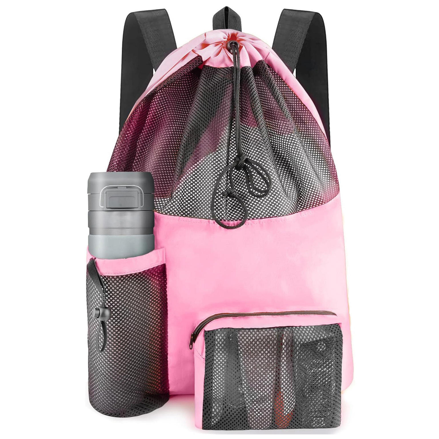 Cross-Border Car Waterproof Mesh Drawstring Bag Waterproof Shoulder Beach Bag Large Capacity Toy Mesh Swimming Bag
