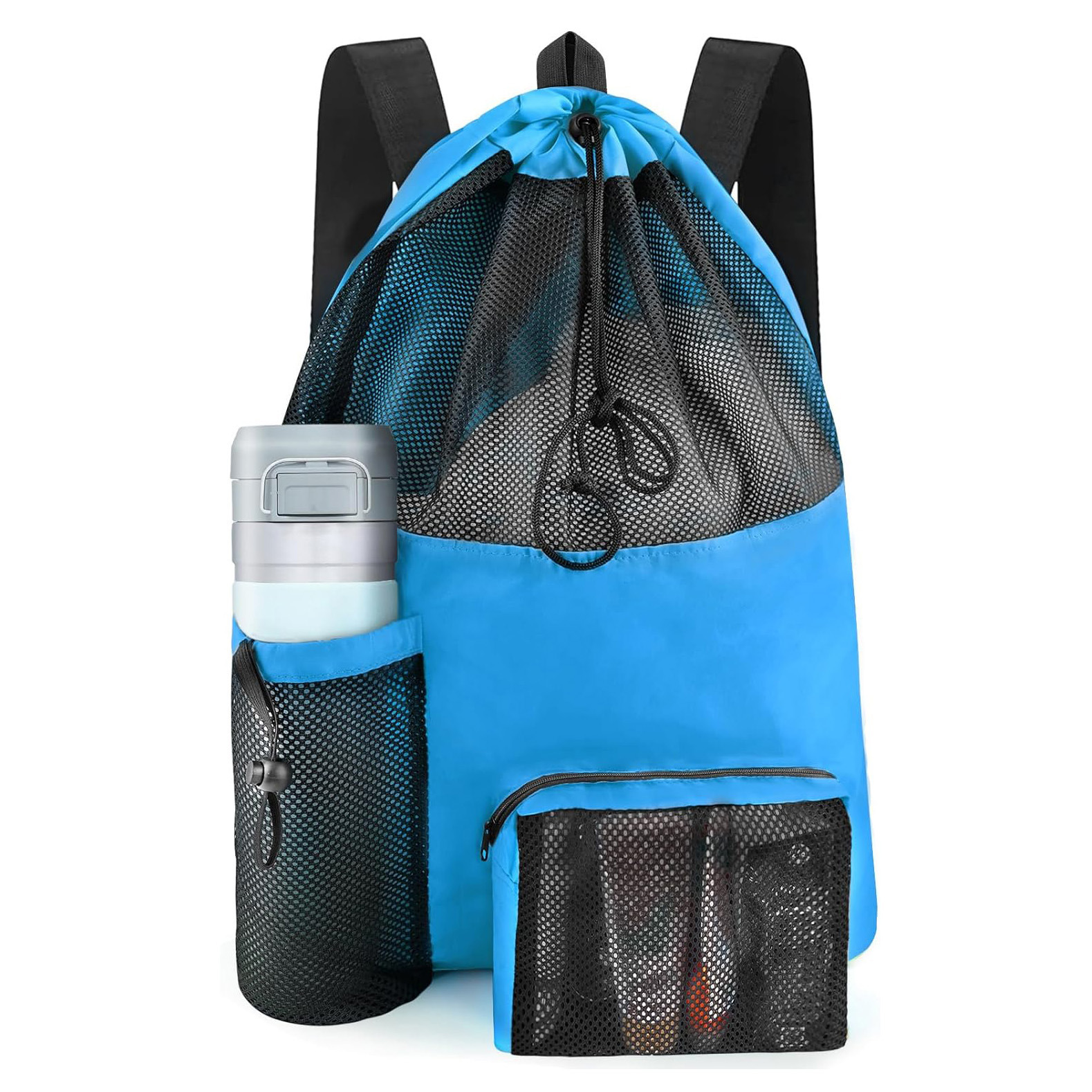 Cross-Border Car Waterproof Mesh Drawstring Bag Waterproof Shoulder Beach Bag Large Capacity Toy Mesh Swimming Bag