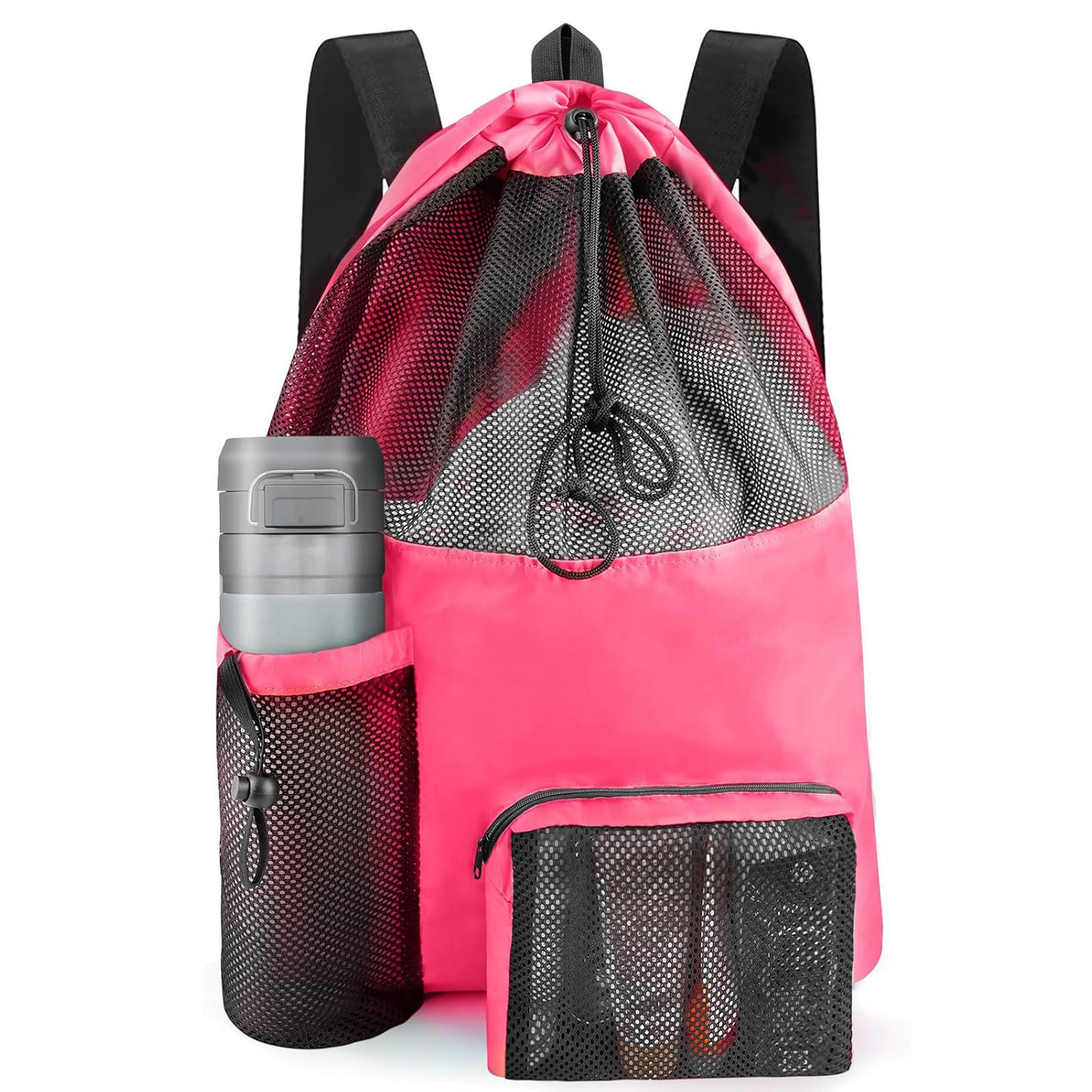 Cross-Border Car Waterproof Mesh Drawstring Bag Waterproof Shoulder Beach Bag Large Capacity Toy Mesh Swimming Bag