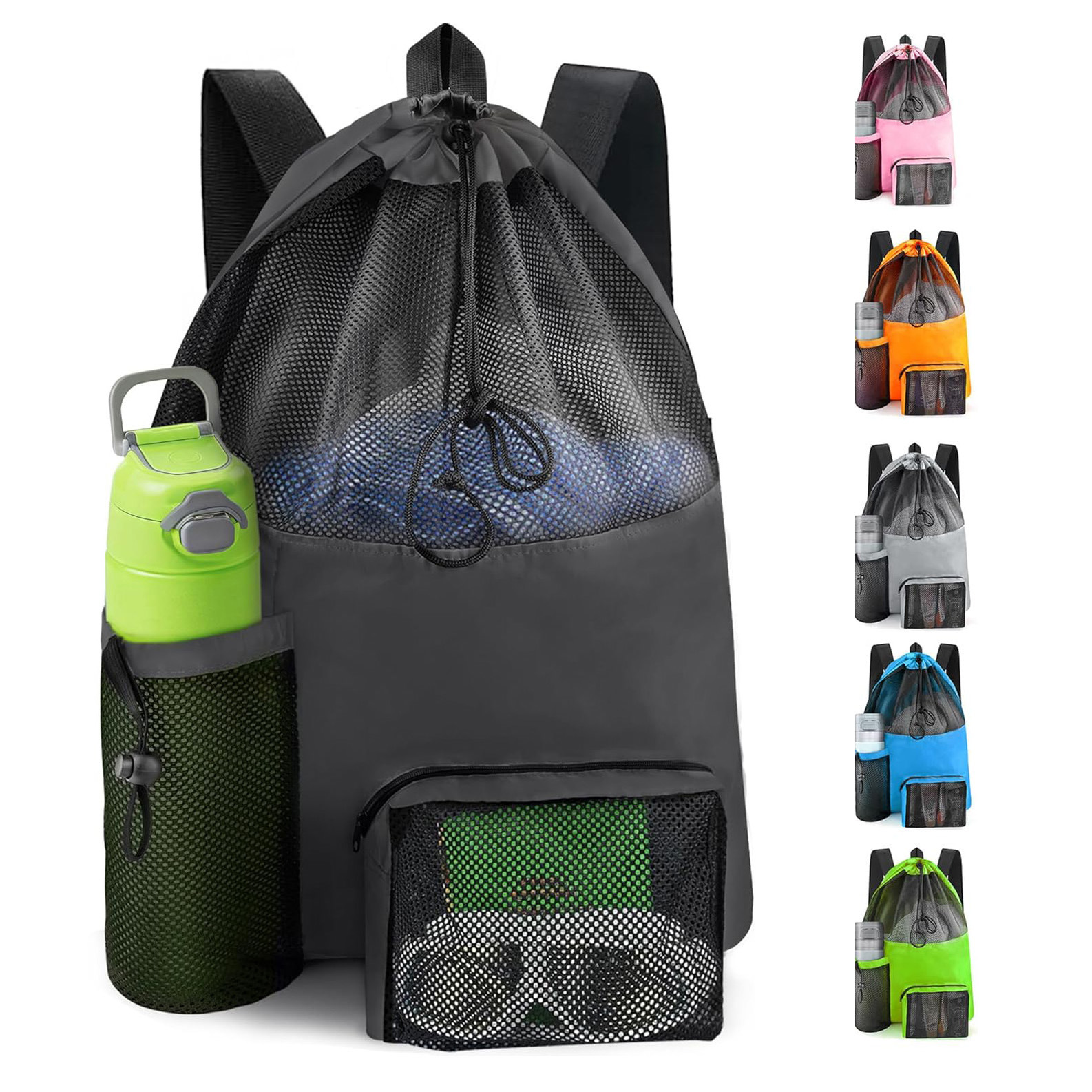 Cross-Border Car Waterproof Mesh Drawstring Bag Waterproof Shoulder Beach Bag Large Capacity Toy Mesh Swimming Bag