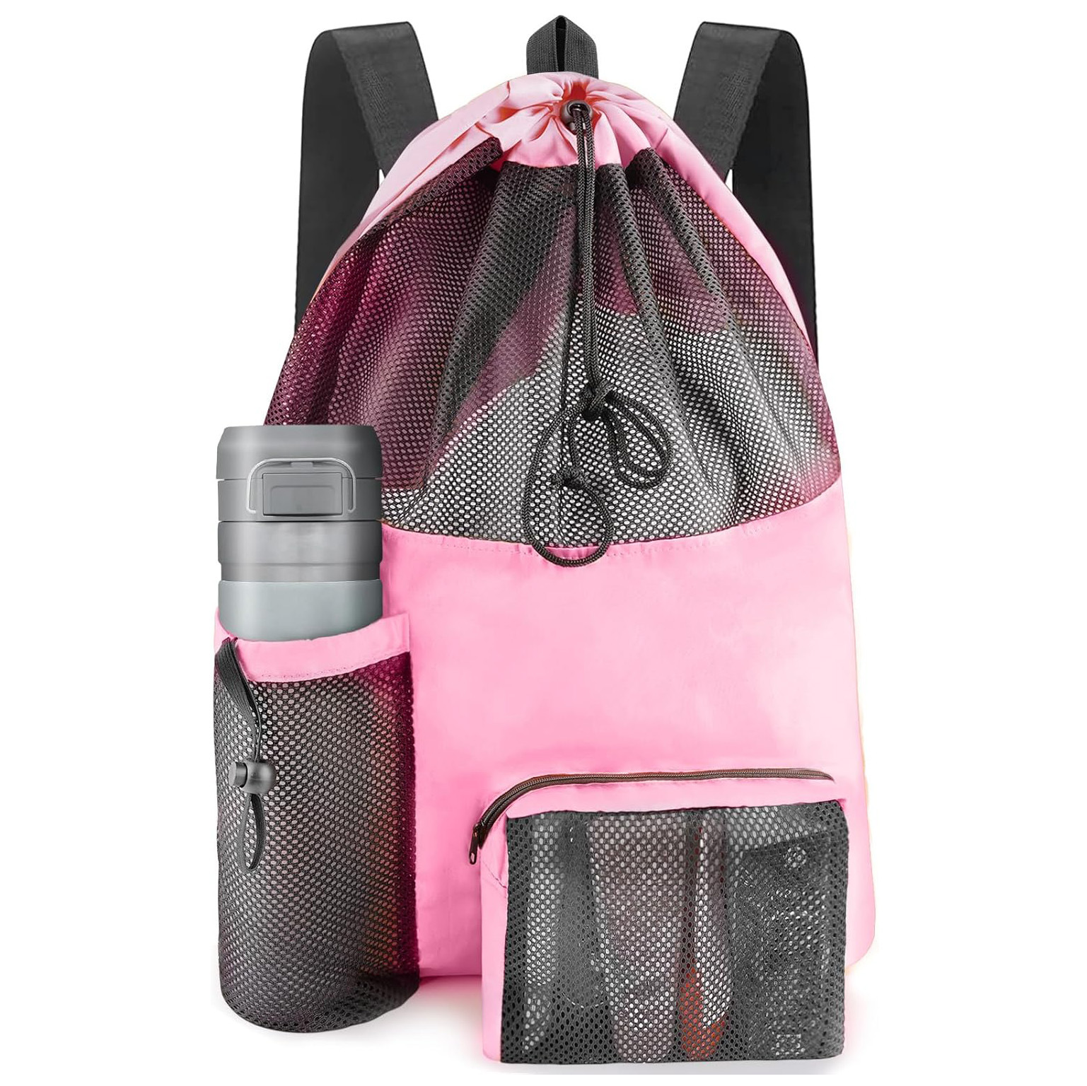 Cross-Border Car Waterproof Mesh Drawstring Bag Waterproof Shoulder Beach Bag Large Capacity Toy Mesh Swimming Bag
