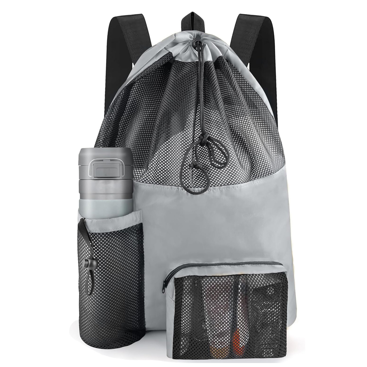 Cross-Border Car Waterproof Mesh Drawstring Bag Waterproof Shoulder Beach Bag Large Capacity Toy Mesh Swimming Bag