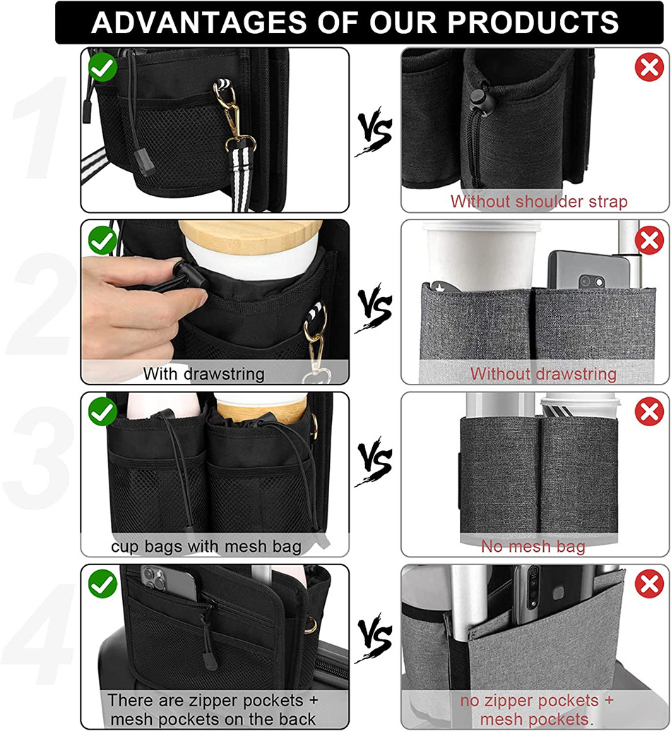 Amazon's Best-Selling Two-Cup Coffee Milk Tea Storage Bag Hanging Suitcase Water Cup Cover Waterproof Multi-Functional Travel Cup Bag