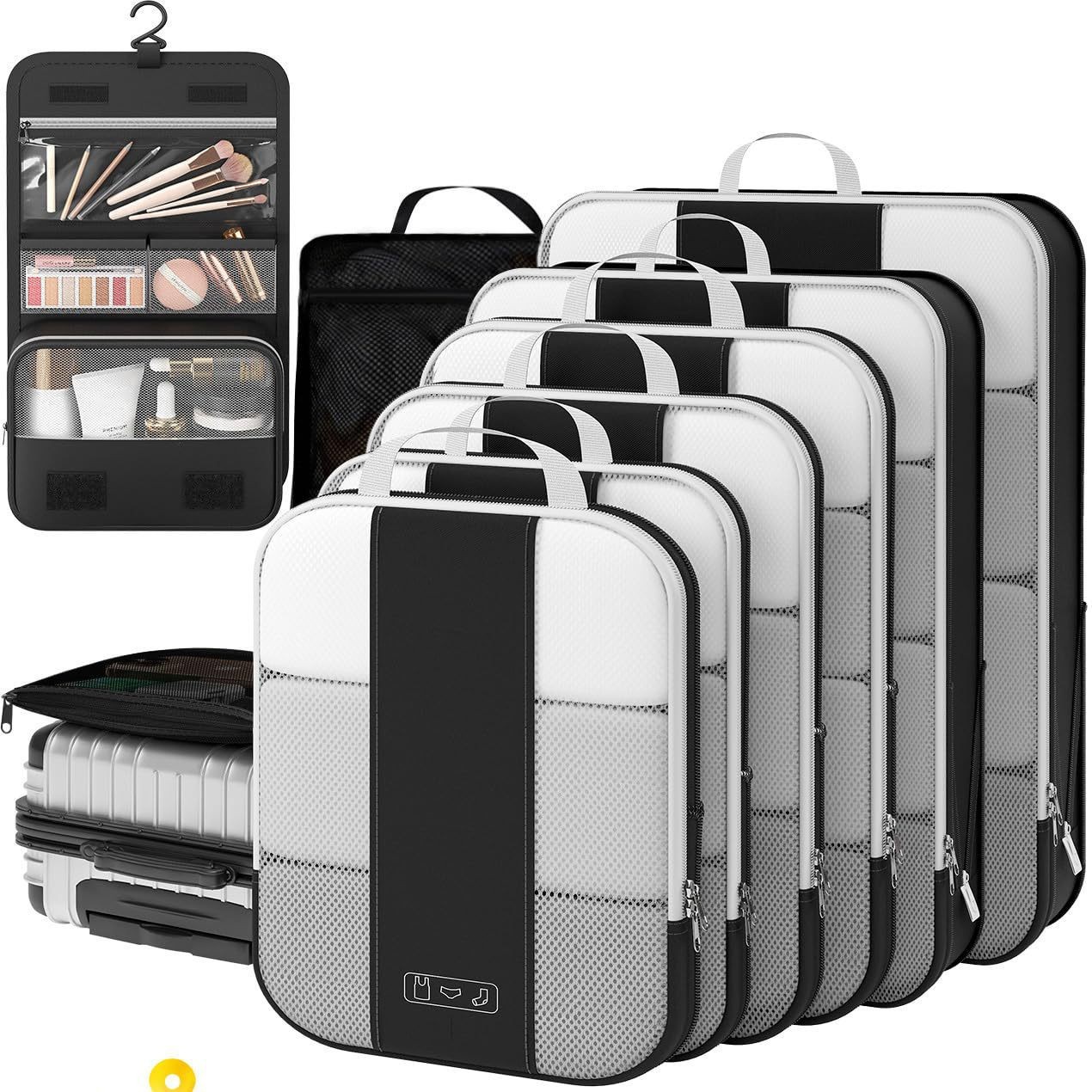 Storage Bag Set of Ten Pieces, Suitcase Organizer Set, Travel Clothes, Shoes, Underwear, Toiletries, Mesh Bags