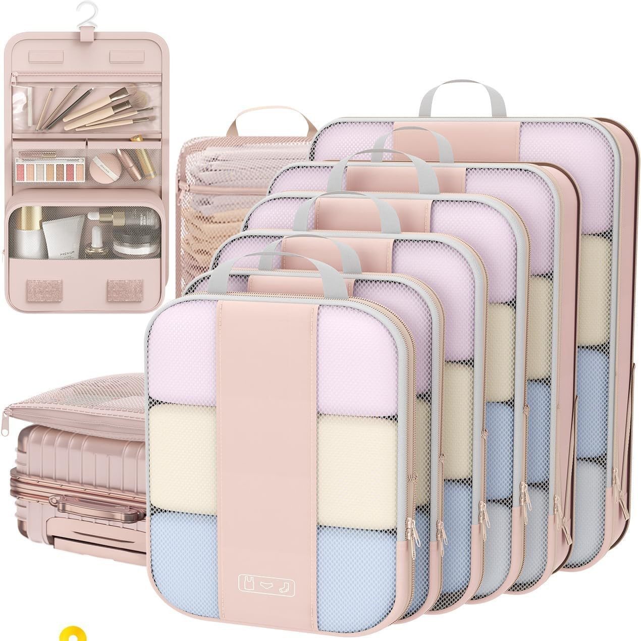 Storage Bag Set of Ten Pieces, Suitcase Organizer Set, Travel Clothes, Shoes, Underwear, Toiletries, Mesh Bags