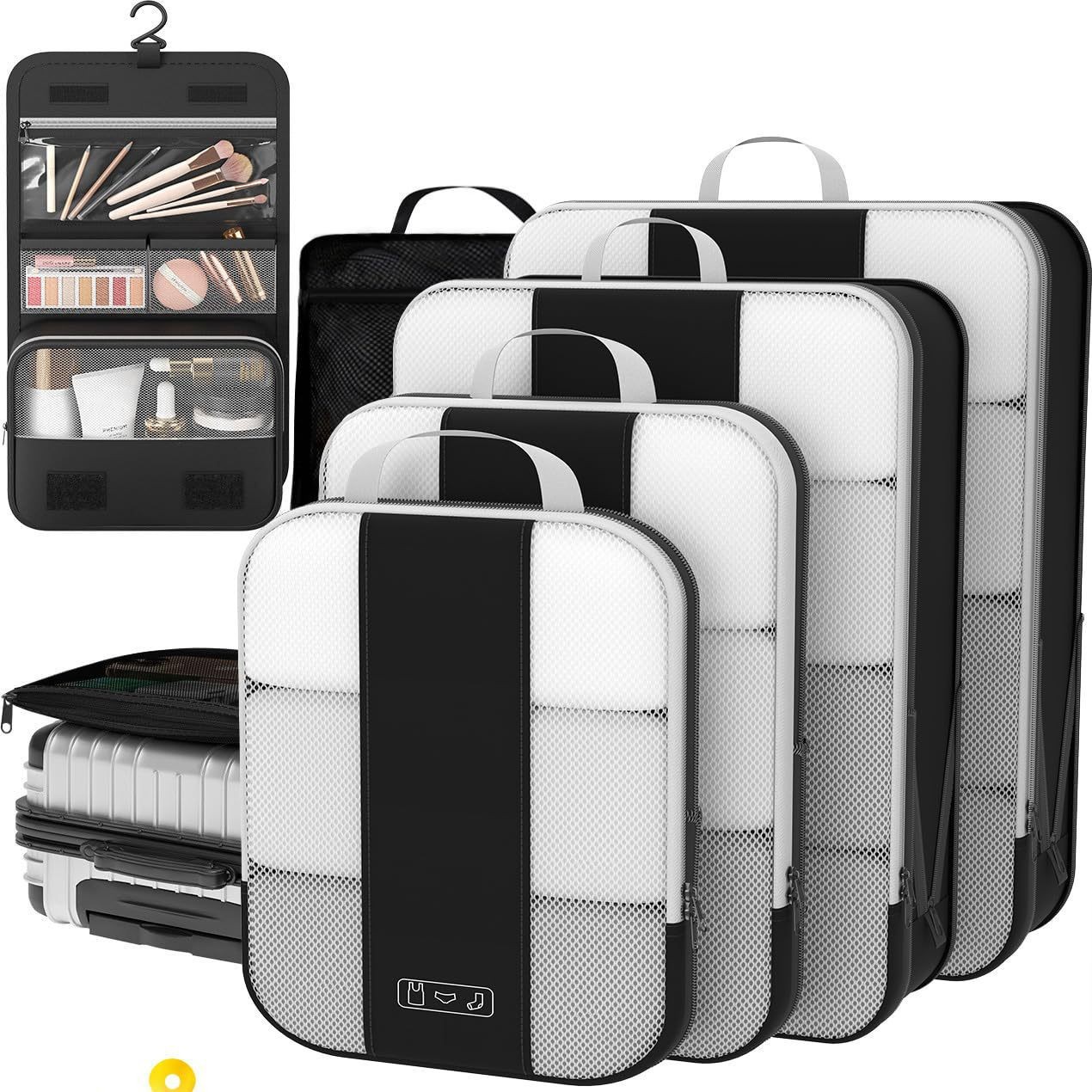 Storage Bag Set of Ten Pieces, Suitcase Organizer Set, Travel Clothes, Shoes, Underwear, Toiletries, Mesh Bags