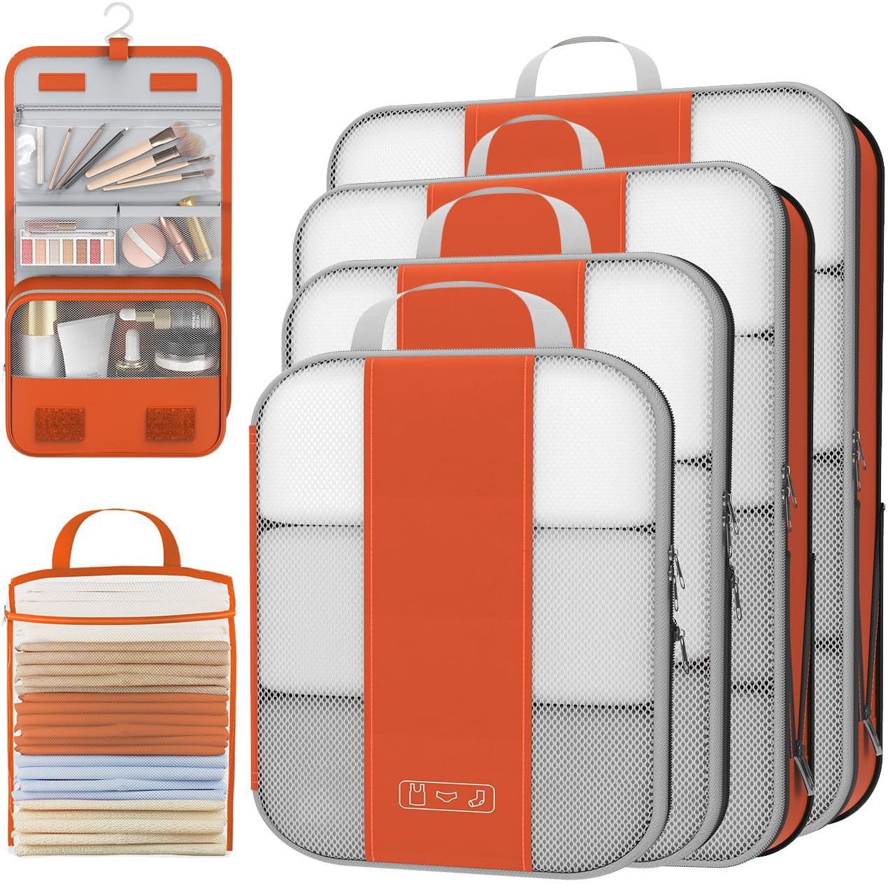 Storage Bag Set of Ten Pieces, Suitcase Organizer Set, Travel Clothes, Shoes, Underwear, Toiletries, Mesh Bags