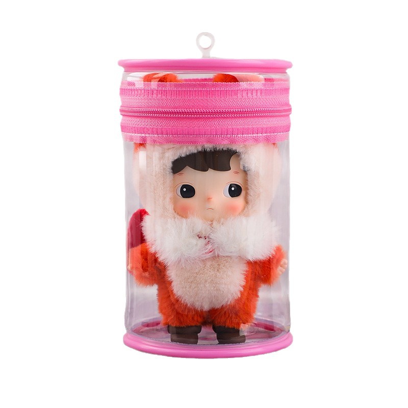Labubu Canned Baby Walking Bag 12Cm16Cm Plush Doll Barrel Bag Transparent Thickeneded Pvc Storage Doll Bag
