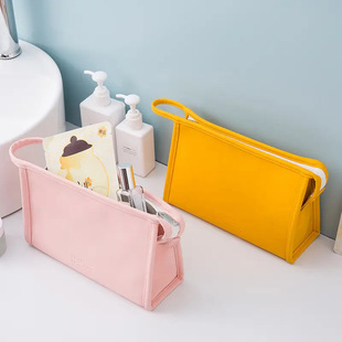Cross-Border Ins Simple Pu Waterproof Toiletry Bag Large Capacity Travel Portable Storage Bag New Portable Cosmetic Bag