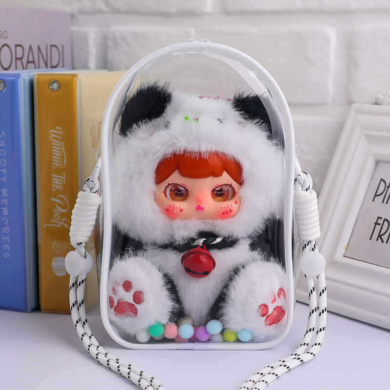 20cm Cotton Doll Walking Bag Transparent Pvc Storage Dustproof Protective Cover Single Shoulder Strap Winter Movement Doll Bag
