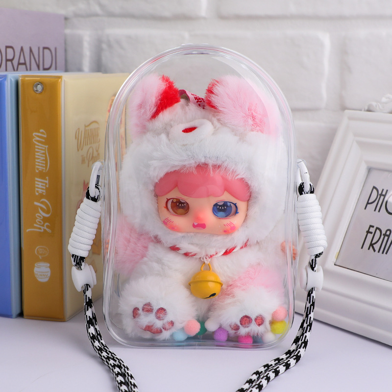20cm Cotton Doll Walking Bag Transparent Pvc Storage Dustproof Protective Cover Single Shoulder Strap Winter Movement Doll Bag
