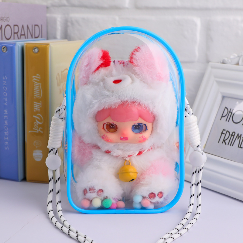 20cm Cotton Doll Walking Bag Transparent Pvc Storage Dustproof Protective Cover Single Shoulder Strap Winter Movement Doll Bag