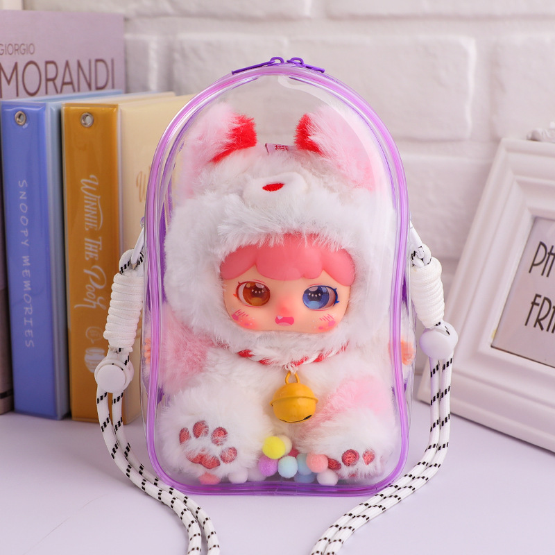 20cm Cotton Doll Walking Bag Transparent Pvc Storage Dustproof Protective Cover Single Shoulder Strap Winter Movement Doll Bag
