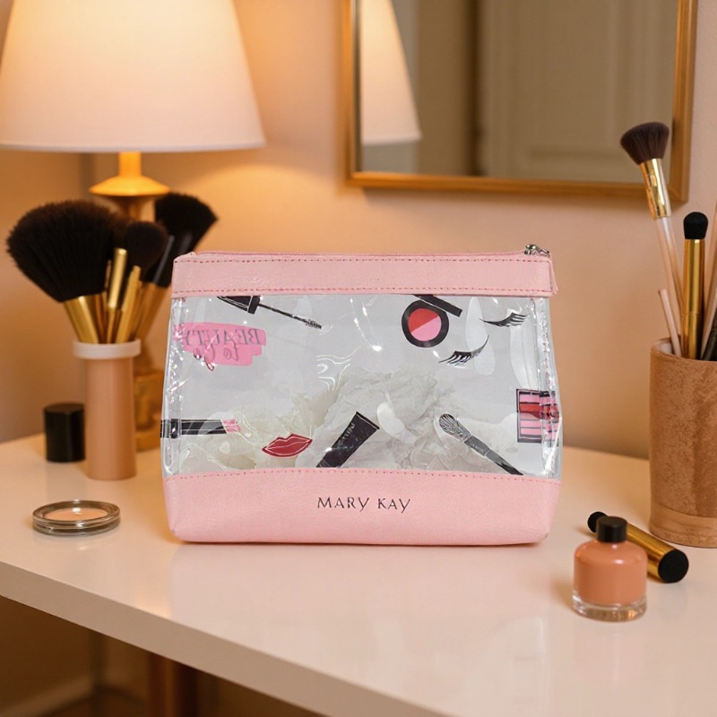 Korean Pvc Cosmetics Cosmetics Bag Women's Pu Straw Mat Pattern Large Capacity Transparent Waterproof Cosmetic Toiletry Bag Factory Wholesale