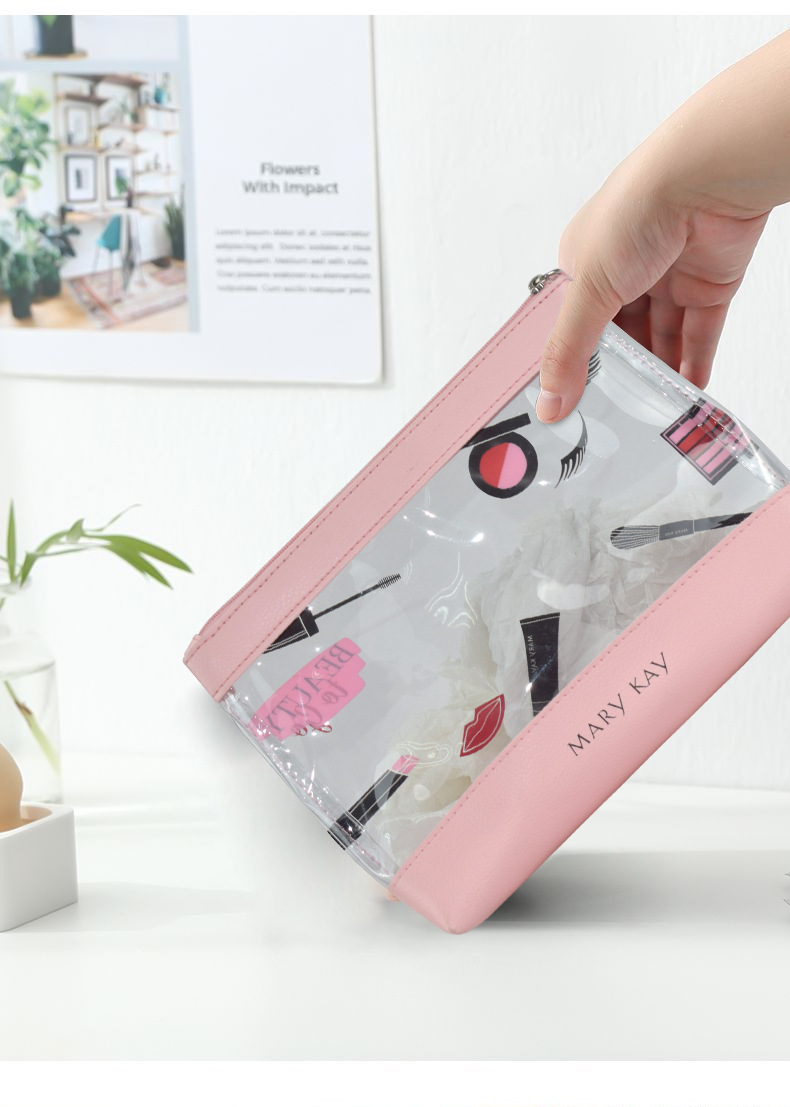 Korean Pvc Cosmetics Cosmetics Bag Women's Pu Straw Mat Pattern Large Capacity Transparent Waterproof Cosmetic Toiletry Bag Factory Wholesale