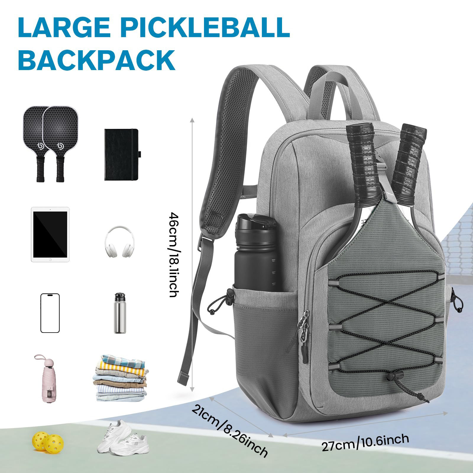 Cross-Border New Pickleball Bag, Pickleball Backpack, Adjustable Racket Bag Suitable for 2 to 4 Rackets, Badminton Bag