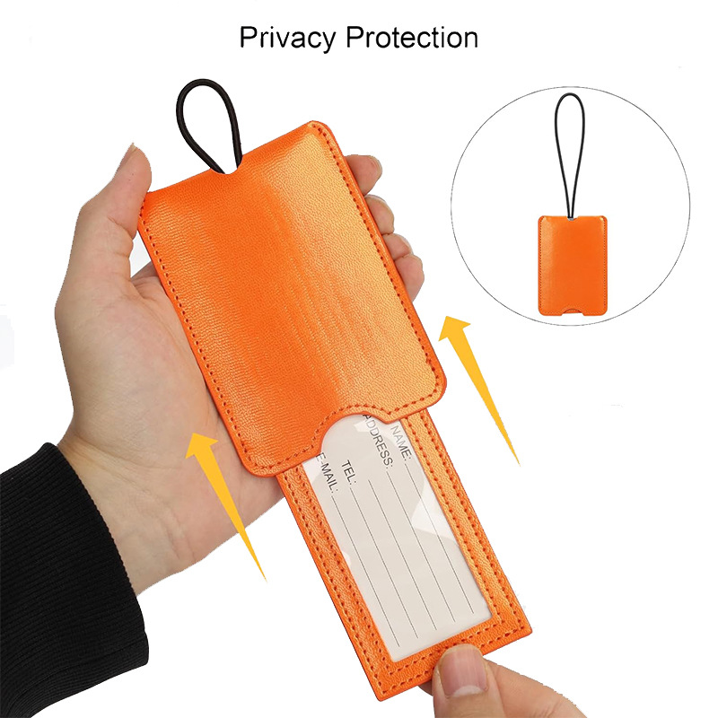Cross-Border Elastic Rope Pull Luggage Tag Double-Layer High-Quality Leather Luggage Check-In Tag Quality Boarding Pass