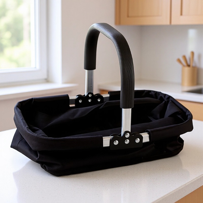 Cross-Border Amazon Best-Selling Foldable Shopping Basket Aluminum Frame Durable Shopping Basket Storage Basket Picnic Basket New