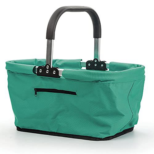 Cross-Border Amazon Best-Selling Foldable Shopping Basket Aluminum Frame Durable Shopping Basket Storage Basket Picnic Basket New