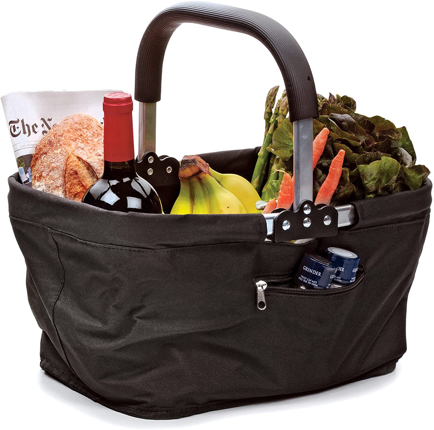 Cross-Border Amazon Best-Selling Foldable Shopping Basket Aluminum Frame Durable Shopping Basket Storage Basket Picnic Basket New