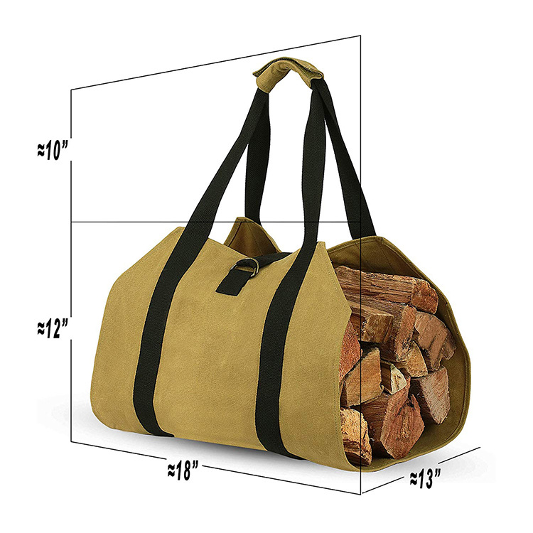 Amazon's Best-Selling Canvas Firewood Bag Portable Shoulder Firewood Storage Bag Outdoor Logging Storage Bag